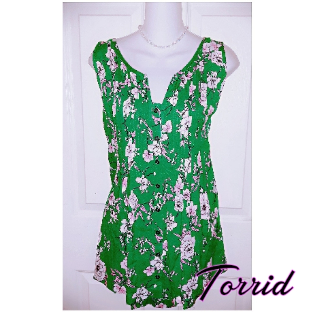 Torrid - Pleated Babydoll Sleeveless Blouse 1X